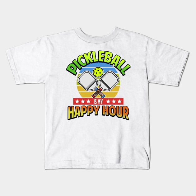 Pickleball Gifts Pickleball is my Happy hour Kids T-Shirt by Mesyo